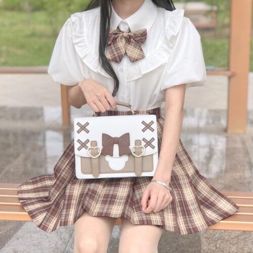 Lolita Girl Travel Commuter Messenger Shoulder Bags Handbag Anime Japanese Style School Students JK PU Leather Briefcase Bookbag
