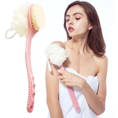 Plastic Long Handled Bathroom Shower Back Brush Scrubber Skin Cleaning Brush + Bath ball Body for Bath Accessories Cleaning Tool