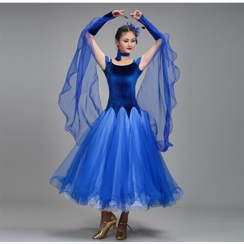 Ballroom Dance Dresses Practise Dance Velvet Dresses Modern Waltz Tango Smooth Ballroom Dance Costumes For Women Flamenco