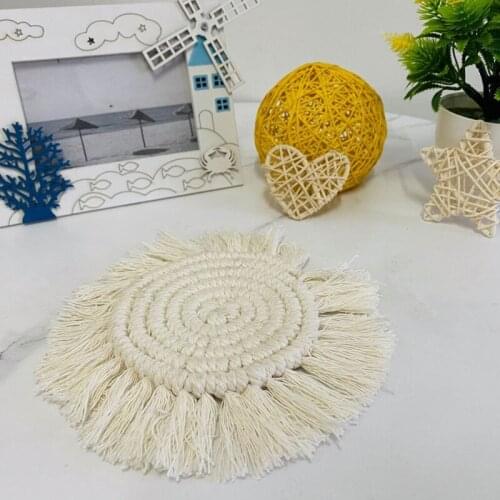 2pcs Coasters Boho Macrame Cup Mat Aromatherapy Candle DecorativeTable Decoration Pad Home Office Placemat