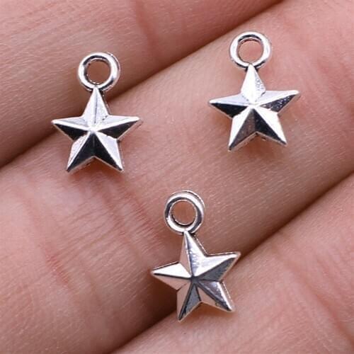 100pcs Charms Pentagram Star Antique Silver Color 8x11mm Metal Alloy Jewelry DIY Jewelry Making Accessories