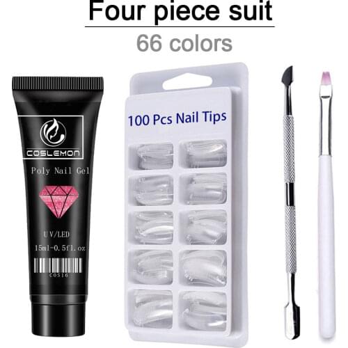 COSLEMON Poly Extension Nail Gel Kit All For Manicure Set Fast Building Gel Cuticle Pusher Finger Extend Mold Gel Polish Set