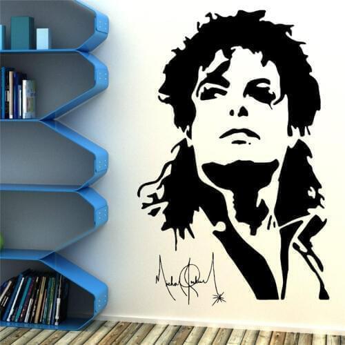 Portrait Of Michael Jackson Vinyl Wall Sticker Music Super Star Removable Wall Poster Wallpaper Teens Bedroom Home Decor AJ597