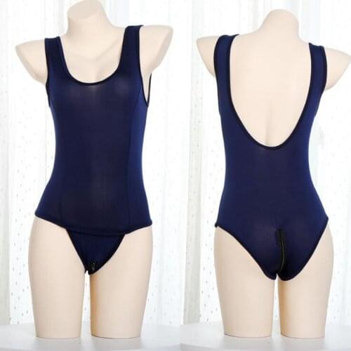 Sexy Bodysuit Women Lingerie Open Crotch Japanese Sukumizu Bikini School Girl Teddy Kawaii Swimwear Fetish Cosplay Costume