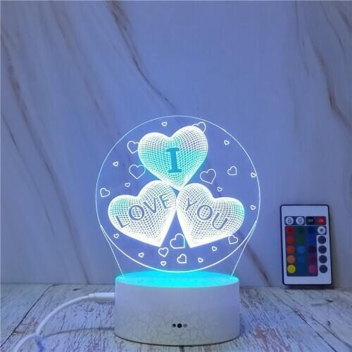 Touch Remote Control 3D Night Light Theme Mark LED Table Lamp USB Acrylic Night Light 7 Color Change Crack Touch Mood Lamp