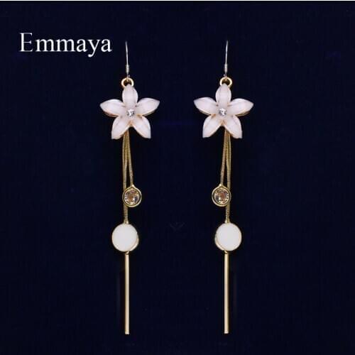 Emmaya Distinctive Tassel Earring With Flower Shape For Women Cute Decoration Fashion Statement Wedding Party Dazzling Gift