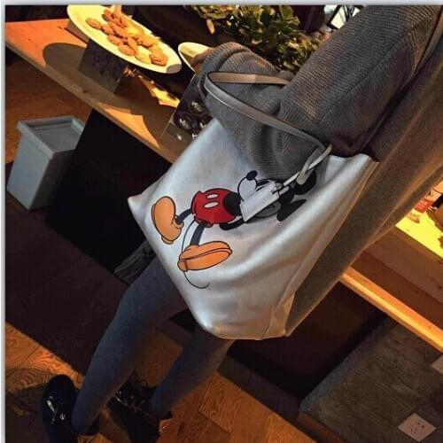 Disney Mickey Mouse Cartoon Large Capacity bag Shoulder Shopper lady handbag women shopping Leisure Fashion Satchel