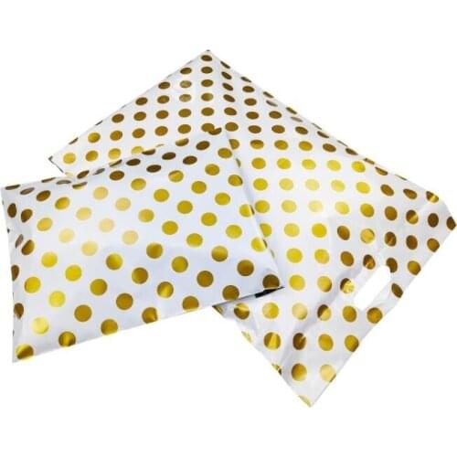 35*44cm Gold Dots Tote Bag Express Bag with handle Courier Bag Self-Seal Adhesive Waterproof Plastic Poly Envelope Mailing Bag