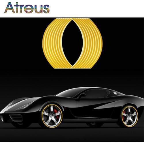 Atreus 1set Car Wheel Reflective Rim Tape Stickers For Mazda 6 CX-5 BMW E46 E39 Mini Cooper Audi A4 B6 B8 A3 A5 Ford Fiesta Kuga