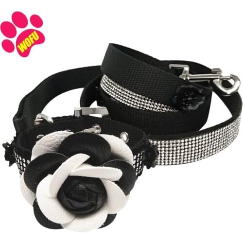 WOFUWOFU Design Camellia，Dog Collar And Leash, Luxury Dog Leash, Exquisite Pet Supplies, Wedding Dog