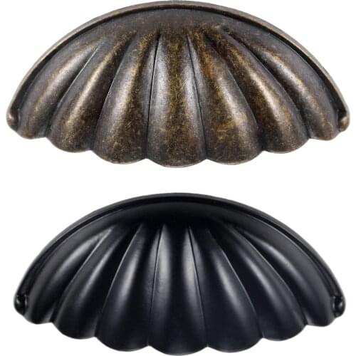 1Pc Antique Chinese Metal Shell Pull Handle Alloy Drawer Cabinet Door Handle Furniture Knobs 64mm