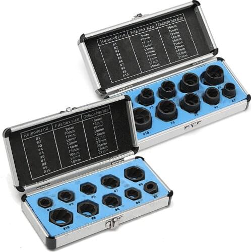 10pcs/Set Car Hub Multipurpose Screw Damaged Bolts Nuts Black Nuts Screws Remover Extractor Removal Tools Set Threading Tool Kit