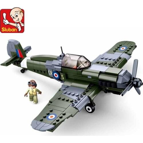 290Pcs World War II Supermarine Spitfire Plane Building Blocks WW2 Military Pazer Fighter Educational Toys For Children