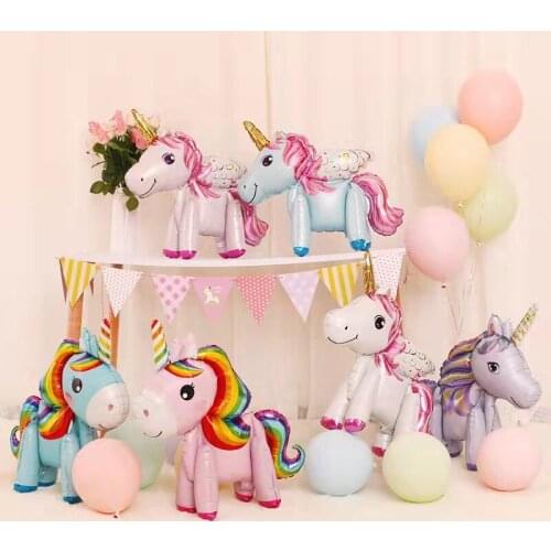 3D self-supporting aluminum foil unicorn pink purple girl unicorn theme birthday party wedding baby gift decoration toy balloon