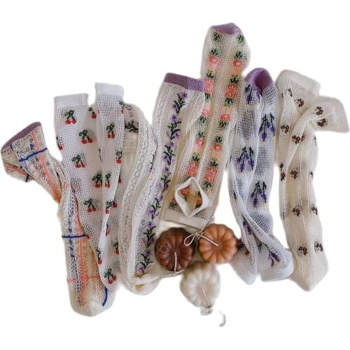 4/6 pairs 1-12Y Kids Floral Princess Socks Summer Mesh Baby Socks Girls Cute Toddler Boys Tube Sock Children Clothes Accessories