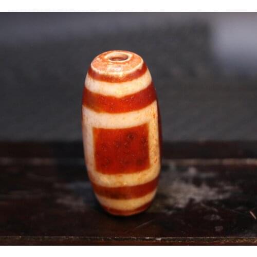 A Treasure Magic Power Tibetan old Agate Harmonious Heaven&Earth Big Drum dZi Bead Amulet Pendant Talisman Timestown UPD21Asw