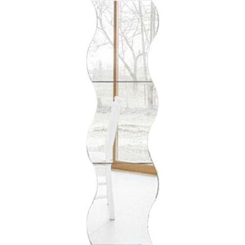 Promotion! 6pcs Mirror wall Wall style square sticker with pattern of silver waves Nursery decoration