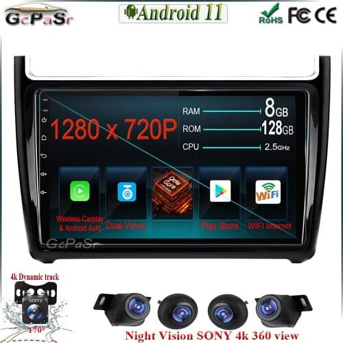 6+128G Android 11 Car Radio Player For Volkswagen VW polo sedan 2008 2015 Car Radio Multimedia Video Player Navigation GPS