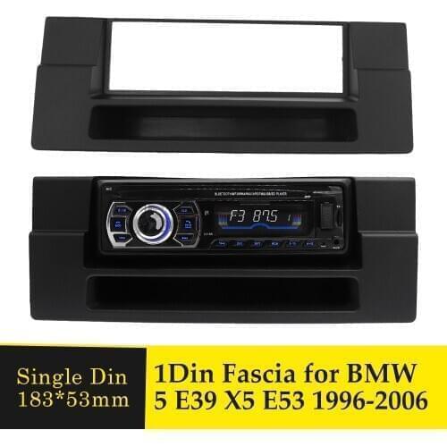 1 Din Car Radio Fascia Panel for BMW 5-Series E39 X5 E53 1996-2006 Audio Facia DVD Player Frame Dash Trim Installation Kit Bezel