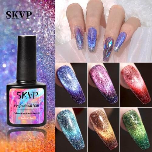 ZHESHIYAN Nail Art Glitter Quicksand Cat Eye Gel Nail Polish Uv Gel Nail Polish Semi Permanent Aurora Nail Reflective
