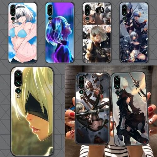 NieR Automata Anime 2B Phone case For Huawei P Mate P10 P20 P30 P40 10 20 Smart Z Pro Lite 2019 black painting cover soft funda
