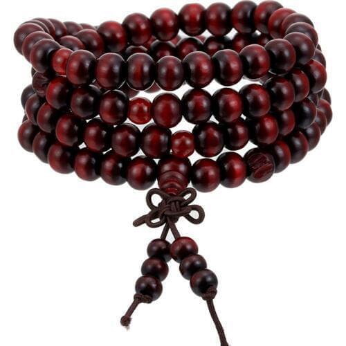 1Pcs 8mm Natural Sandalwood Buddhist Buddha Meditation Wood Prayer Bead Mala Bracelet Bangles Women Men Jewelry 108 Beads Bijoux