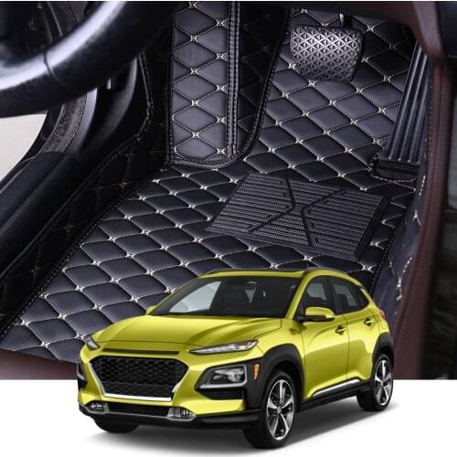 For Hyundai Kona Kauai 2015-2018 5 Seats Car Floor Mat Set Leather Cover Mat Styling Foot Protector Pad Automobile Accessories