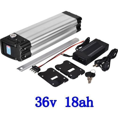 36V 20AH Electric bike battery 36V 8AH 10AH 12AH 13AH 15AH 18AH 20AH silver fish lithium battery+2A Charger Bottom discharge