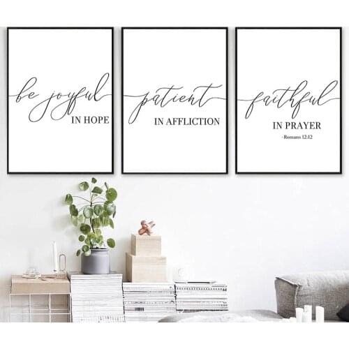 Christian Wall Art Bible Verses Canvas Painting Blaack White Quotes Posters and Prints Nordic Wall Pictures for Livng Room CH150