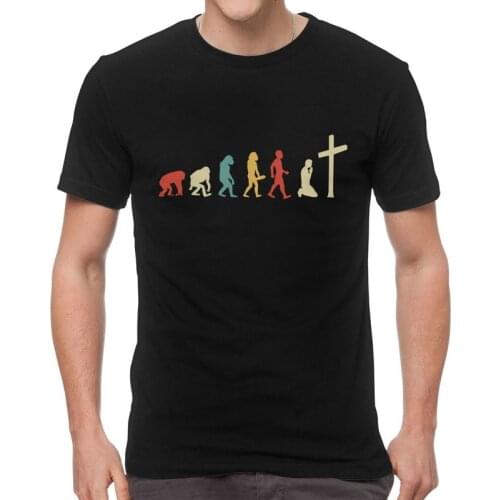 Jesus Evolution Of Religion T Shirt Mens Cotton Print T-shirt Fashion Tshirt Short Sleeve Christian Religious Faith Tee Tops