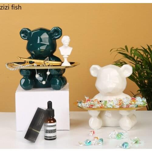 Ceramic Piggy Bank Trays Decorative Fruits Basket Dessert Plate Storage Tray Abstract Bear Cosmetic Containers Home Decor Modern