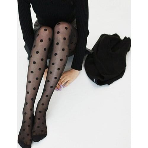 Female Transparent Stocking Silk Tights Japan Style Polka Dot Women Pantyhose Fashion Girl Black Sexy Tights Female Hosiery