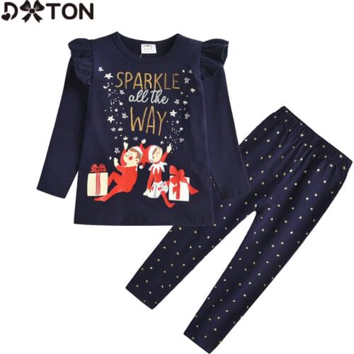 DXTON 2PCS Girls Clothing Sets Long Sleeve Kids T-shirts with Trousers Christmas Children Clothing Winter Cotton Girls Costumes