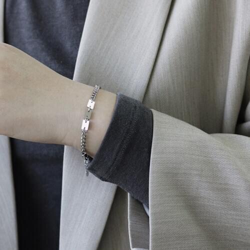MODAGIRL Silver Color Geometry Bracelet Bangle Cuban Link Chain Bracelet Stainless Steel Jewelry for Women Men Unisex Gift