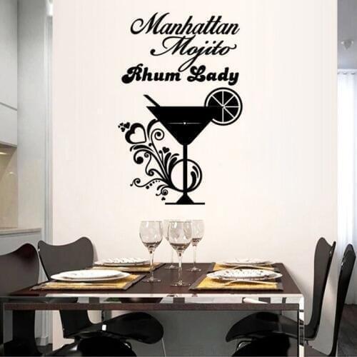 KUCADA drinks wall sticker for home decoration kitchen decal diy removable black pvc WP1126