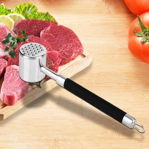 Kitchen Meat Tools Pine Stainless Steel Rubber Handle Meat Steak Hammer Tenderizer Pounders Utensils
