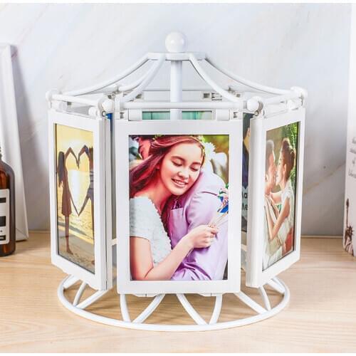 Hot sellers use Ferris wheel music box windmill 5-inch photo frame, and put childrens photo wedding gifts on the rotating table