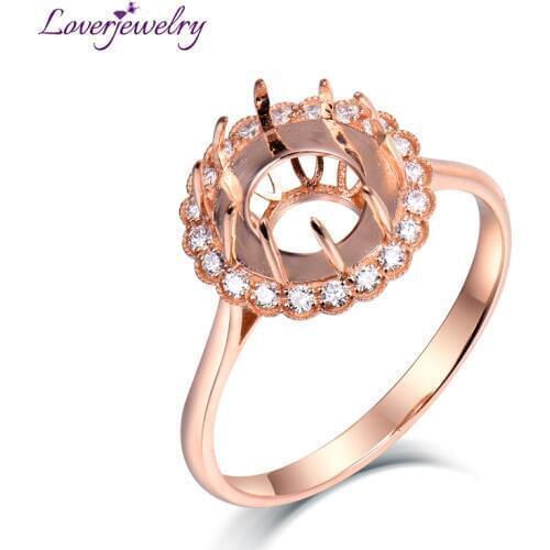 LOVERJEWELRY Rose Gold 14KT Natural Diamond Round 10.5mm Elegant Womens Rings Jewelry For Engagement Ring