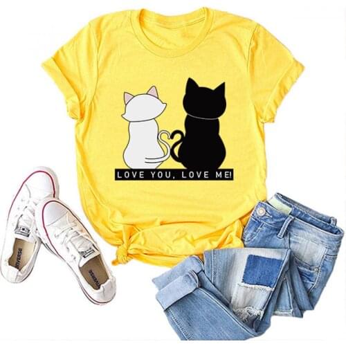 Cartoon T Shirt Ulzzang Kawaii Shirt Novelty Funny Cat Vintage Crew Neck Mens T-Shirt Humor Women Top Tee Gift Humor Streetwear