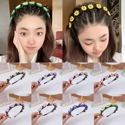 Cartoon Girls Hairband Braided Bandanna With Hairclip Hair Band Double Bangs Hairstyle Hairpin Hair Accessories