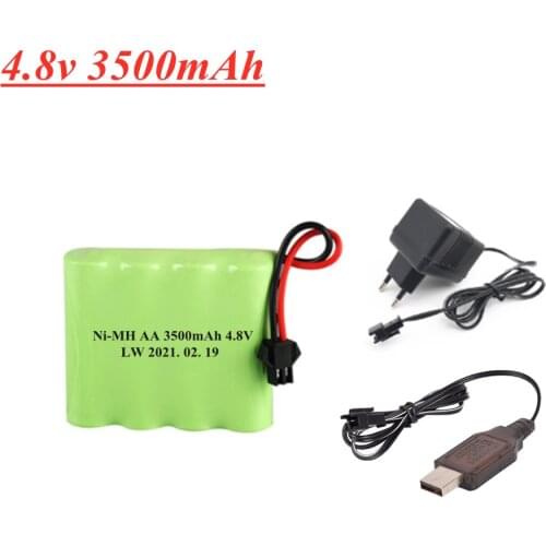 4.8v 3500mah NiMH Battery+ Charger Set For Rc toys Cars Tanks Robots Boats Guns Ni-MH AA 4.8v 3000mah Rechargeable Battery SM