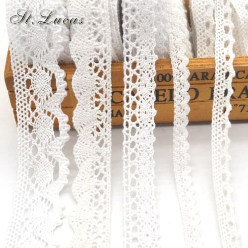 High quality DIY New 5yd/lot white lace fabric ribbon cotton lace trim sewing material for home curtains garment accessories