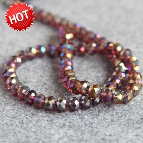 New For Necklace 6*8mm Abacus Faceted Purple AB+ Colorful Glass Crystal Beads Stone Beads Loose 72pcs DIY Jewelry Making Design