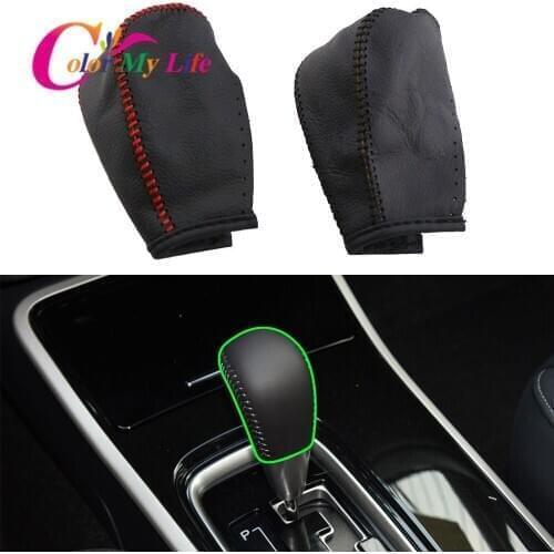 Color My Life Leather AT Car Gear Shift Collars for Mitsubishi Outlander 2013-2020 Auto Shift Knob Protection Cover Accessories