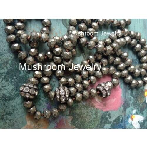 Boho Knot Pyrite natural stone bead necklace state necklace