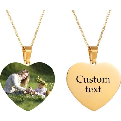 Personalized Photo Necklaces Custom Name Necklace Heart Round Pendant Chain Choker Customized Jewelry for Couple Family Mother