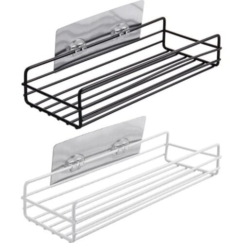 Bathroom Shelf Corner Storage Rack Organizer Shower Wall Shelf Adhesive No Drilling Iron Kitchen Bathroom Shelve