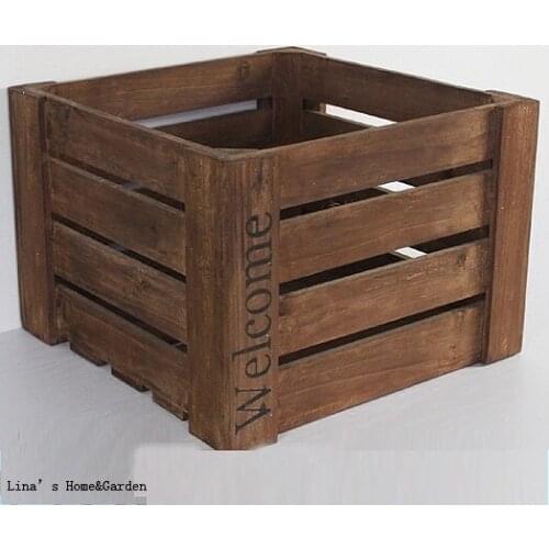 Sturdy solid square handmade rustic wooden crates