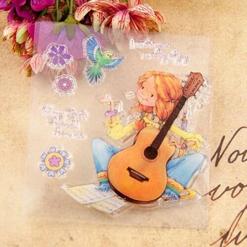 Violin Girl Clear Transparent Rubber Stamp Seal For DIY Stationery Scrapbooking Card Making Album Decoroation Supplies