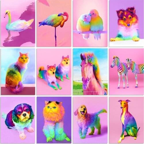 QIZITENG Diamond Painting Dog Hobbies and Crafts 5D Diy Diamond Embroidery Cat Animal Mosaic Sale Wall Art Decorations Gifts